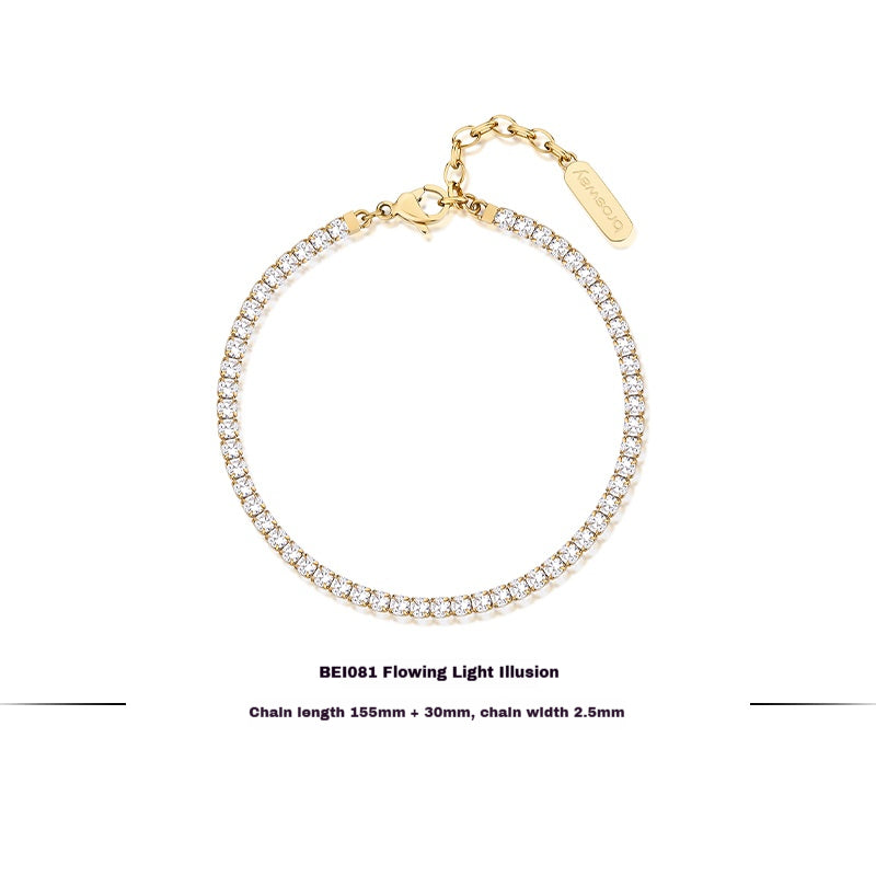 Customized Titanium Steel Women's Bracelet - 6th Iron Anniversary Cubic Zirconia