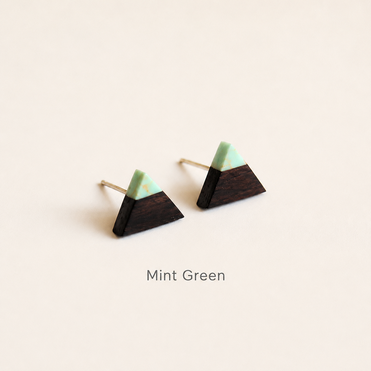Handmade Wooden Triangle Stud Earrings – 5th Wood Anniversary Gift for Wife, Minimalist Natural Wood Studs, 4 Colors