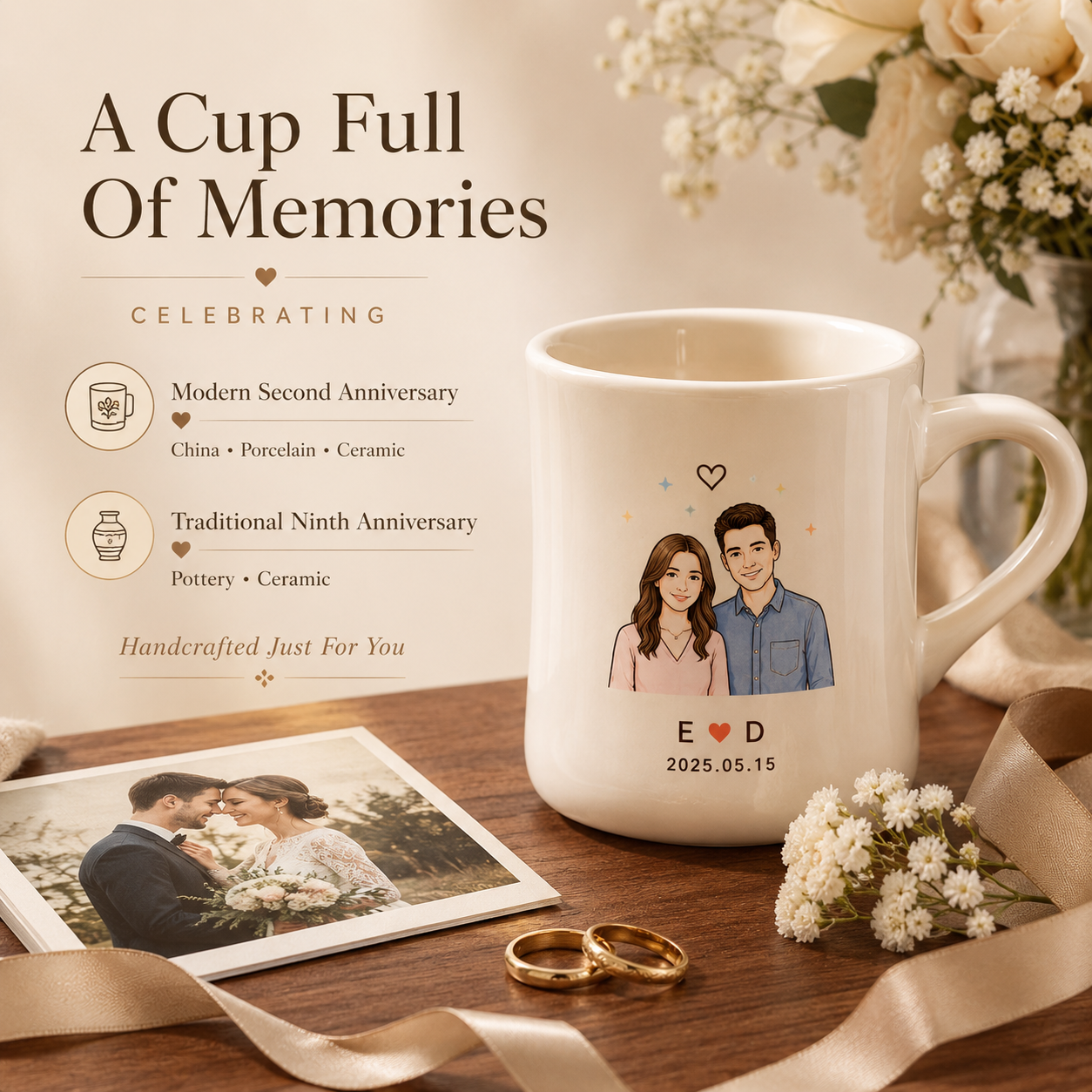 Personalized Hand-Illustrated Portrait Ceramic Mug – Custom Gift