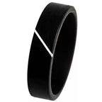 This elegant black ebony ring features a sleek silver inlay, making it a perfect customized wooden wedding gift. Handmade and personalized, it adds a touch of sophistication to any special day.