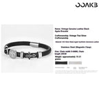 925 silver clasp on customized leather bracelet, retro Thai craftsmanship for 3rd anniversary.