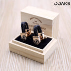 Customized leather & metal cufflinks, 3rd Leather Wedding anniversary gift.