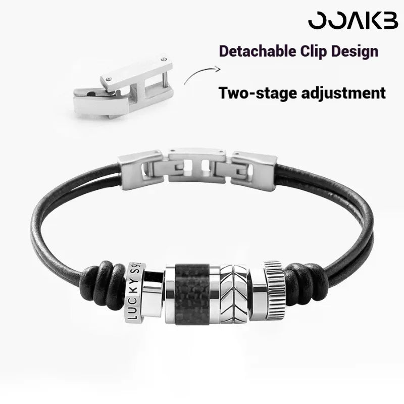 Leather Steel Lucky Bead - OOAKB
