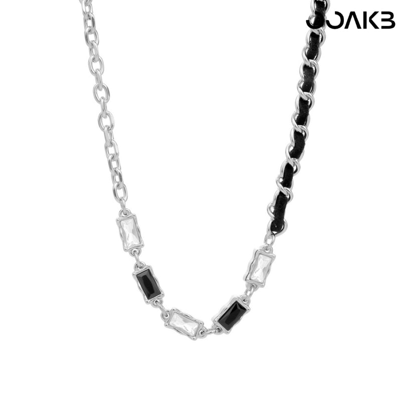 Customized leather cord necklace with gemstone inlay, 3rd Leather Wedding gift.