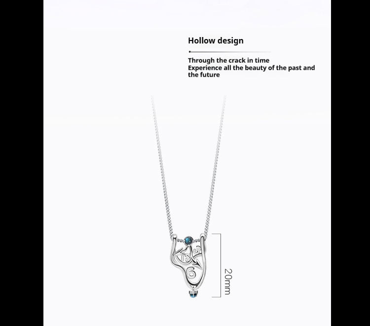 20mm hollow clock necklace, capturing "time’s crack" philosophy for paper wedding commemoration.