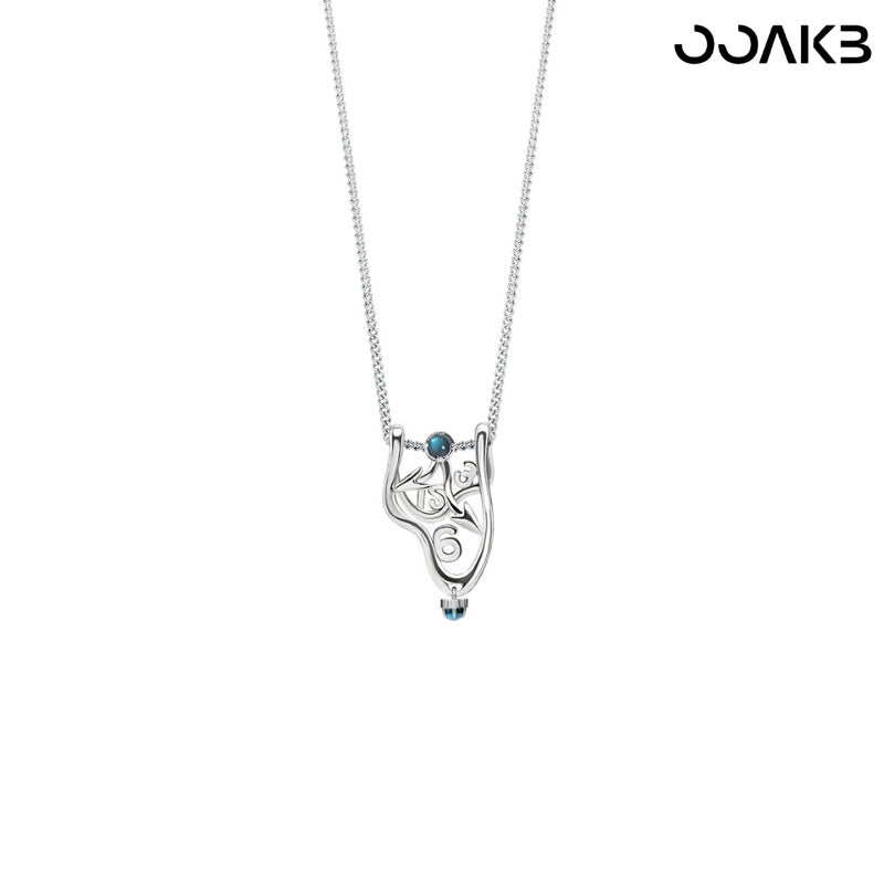 Silver Dali-inspired clock necklace, ideal customized gift for 1st wedding anniversary.