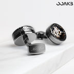 Custom-engraved tourbillon gear cufflinks, personalized for paper wedding.