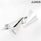 Customized paper wedding cufflinks with polished silver paper plane design, handmade copper.