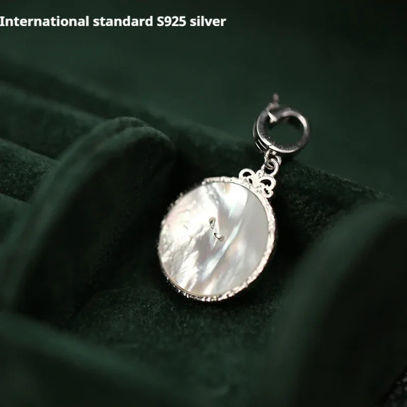 Clock Pendant - Silver Mother-of-Pearl - OOAKB