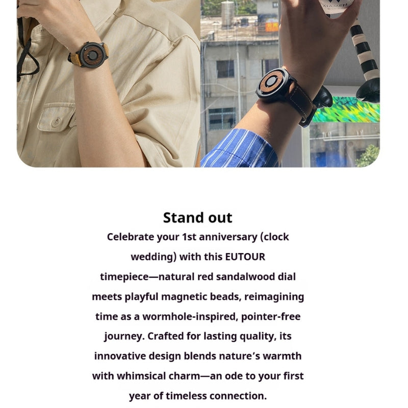 Dual-style display of pointer-free clock watch, customizable for 1st anniversary.