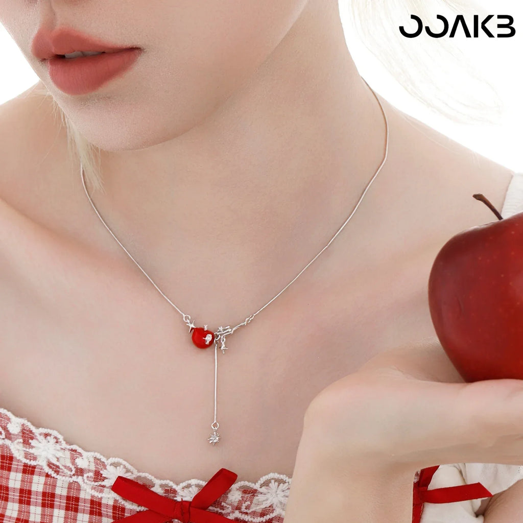 Red Apple Necklace - 925 Sterling Silver - OOAKB