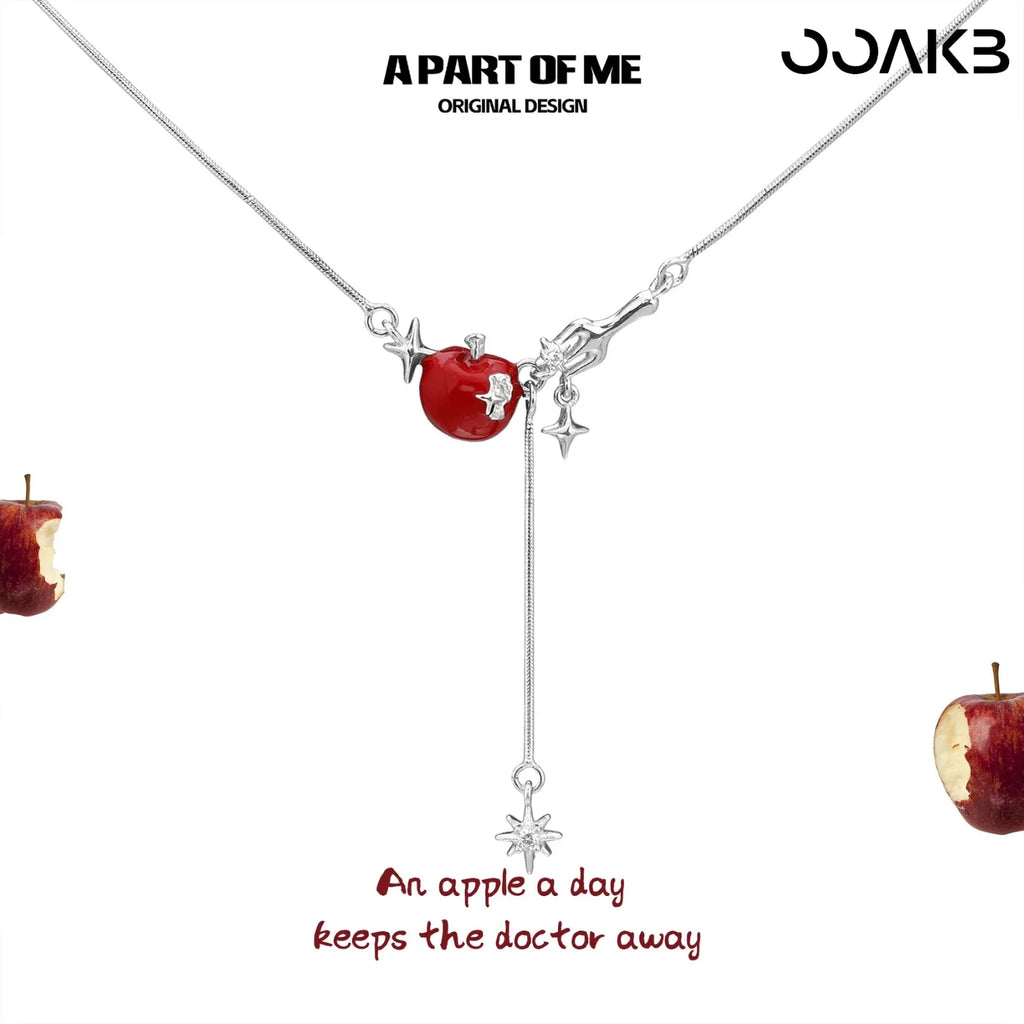 Red Apple Necklace - 925 Sterling Silver - OOAKB