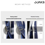 Guide showing correct (between 3rd-4th buttons) and incorrect wearing positions.