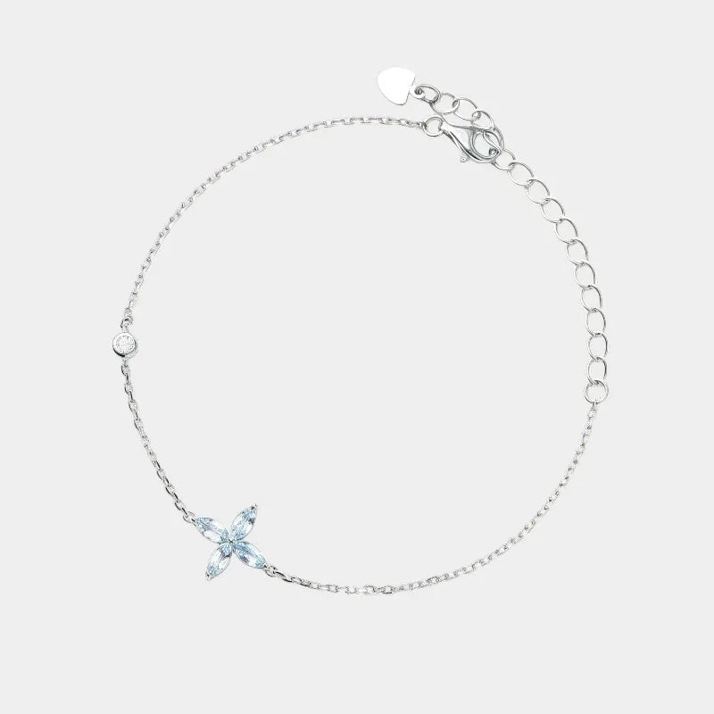 Aquamarine Cross Station Bracelet full bracelet view on a white background