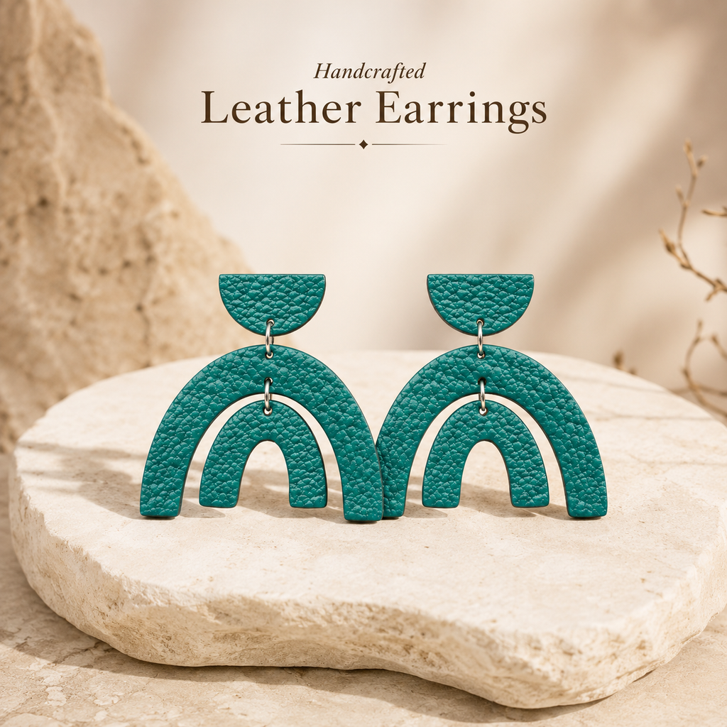 Artisan Leather Statement Earrings, product overview