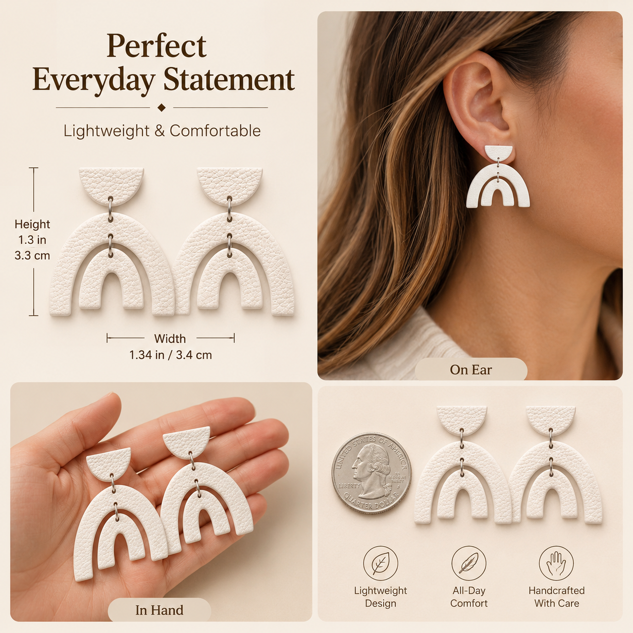 Artisan Leather Statement Earrings, craftsmanship details