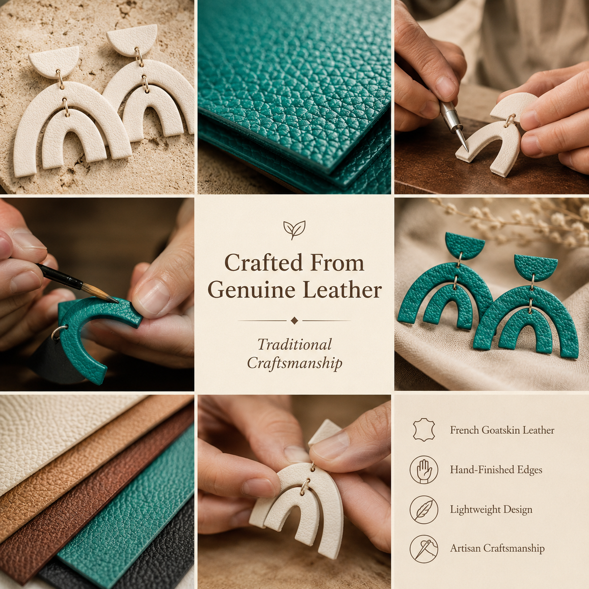 Artisan Leather Statement Earrings, product overview