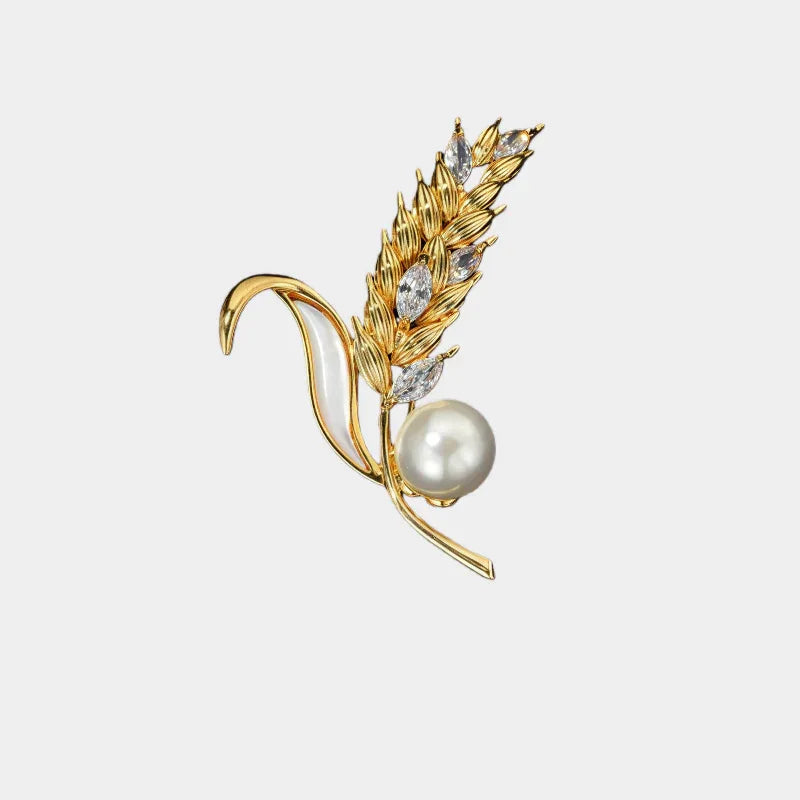 Shell Pearl Golden Wheat Brooch — front view of golden wheat brooch