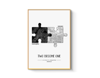 Two Cities, One Love – Puzzle Map Anniversary Print, presented with its gift box and accessories