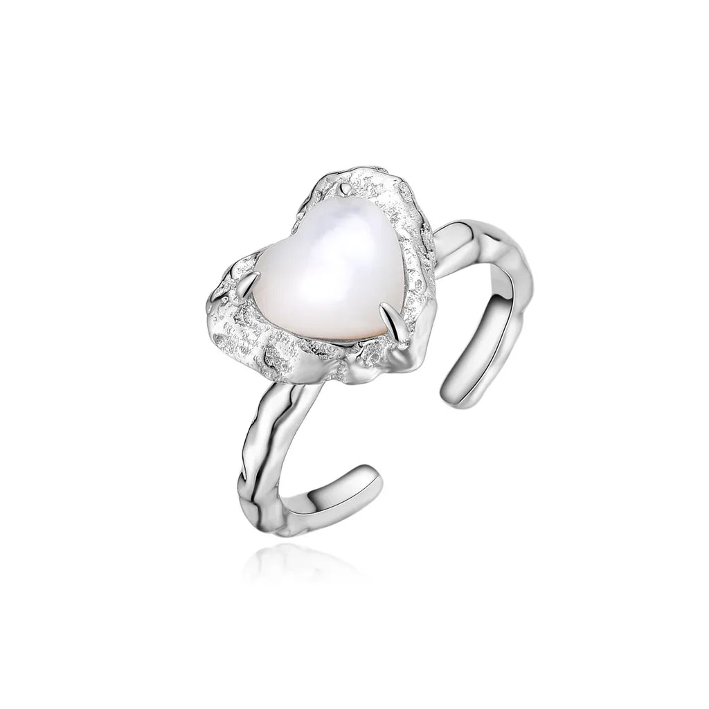 Open Pearl Heart Ring — alternate isolated ring angle showing design and scale