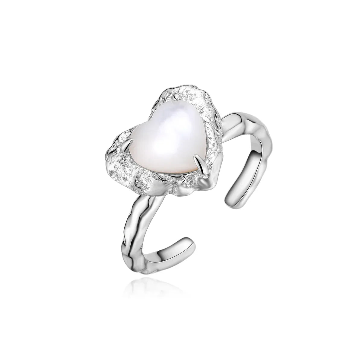 Open Pearl Heart Ring — alternate isolated ring angle showing design and scale