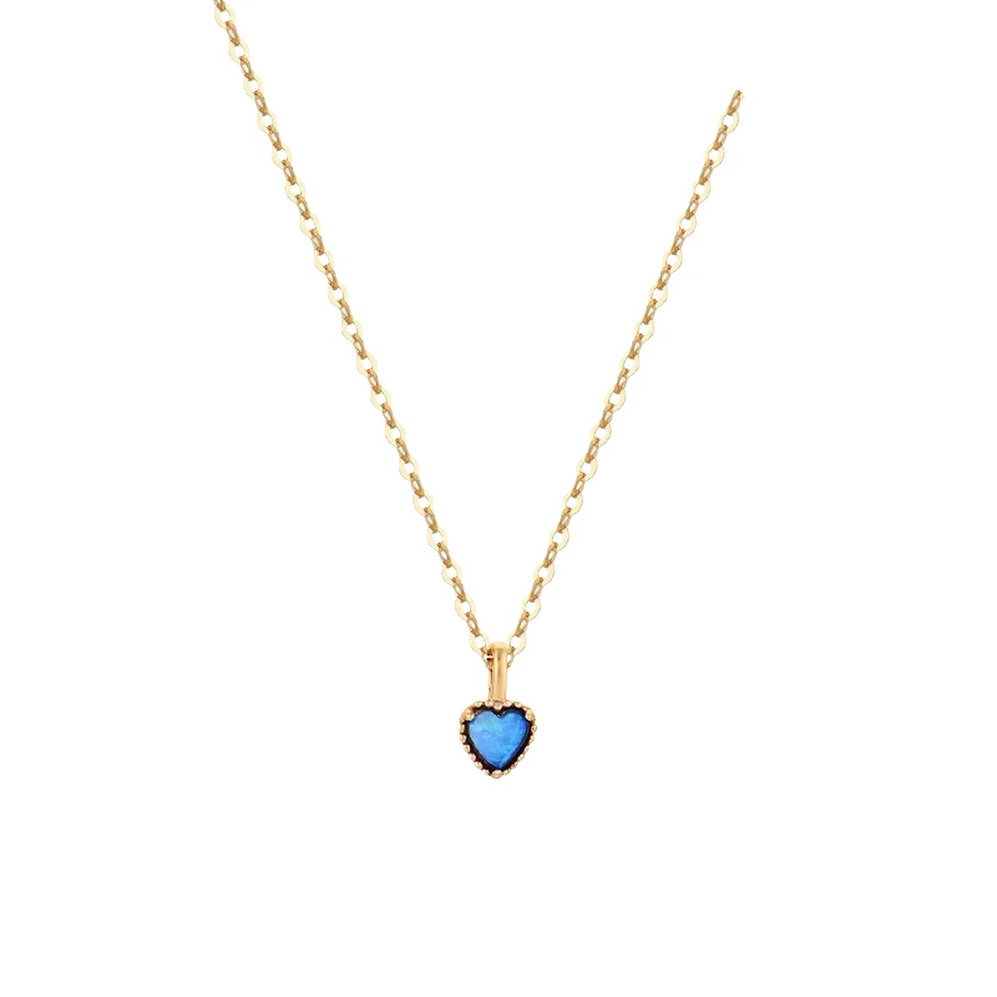 Blue Opal Heart Pendant Necklace close-up pendant detail