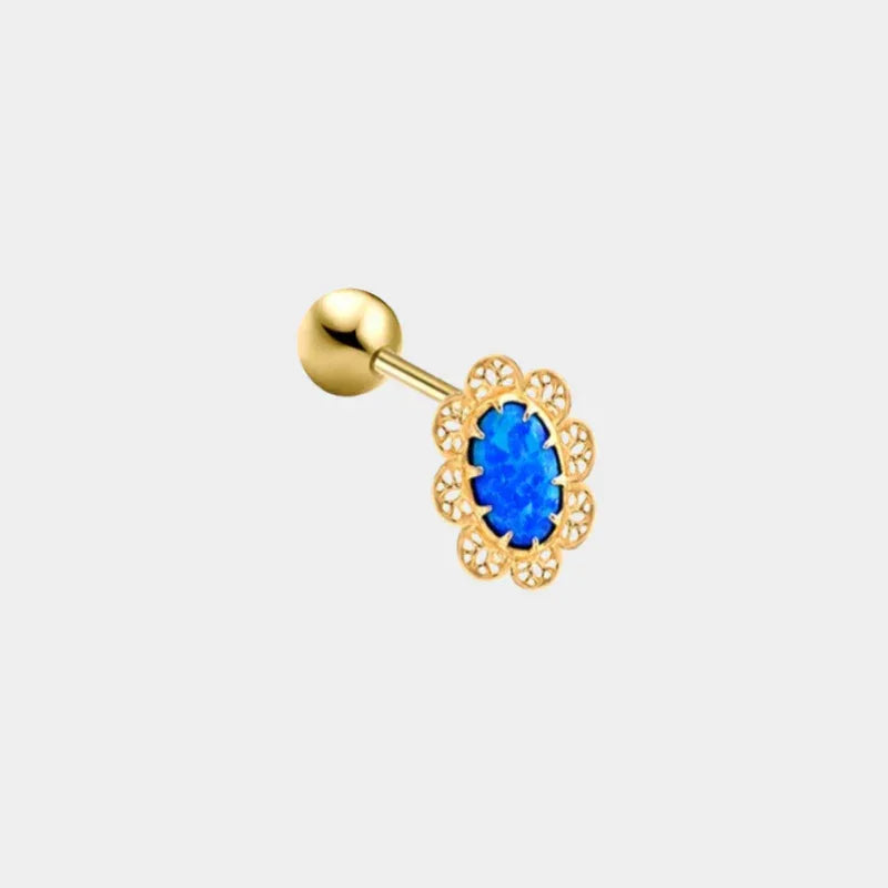 Blue Opal Lace-Halo Single Stud Earring front product view on a light background
