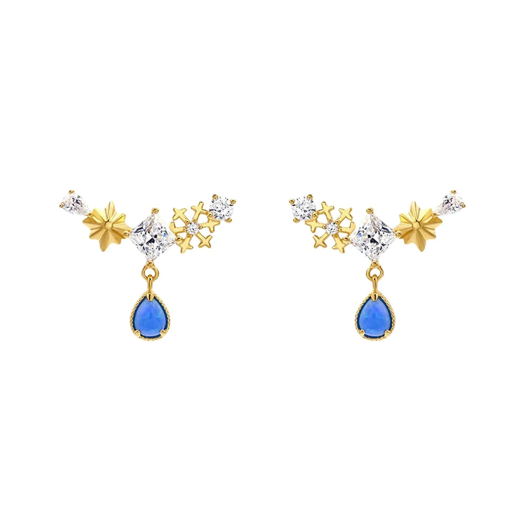 Blue Opal Starburst Drop Earrings angled product view