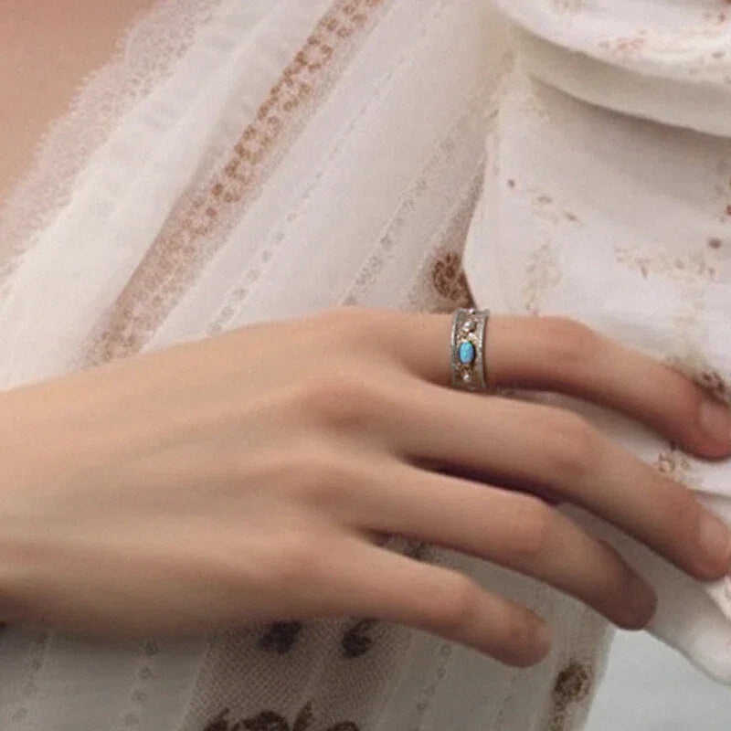 Blue Opal Wide-Band Oval Ring angled product view