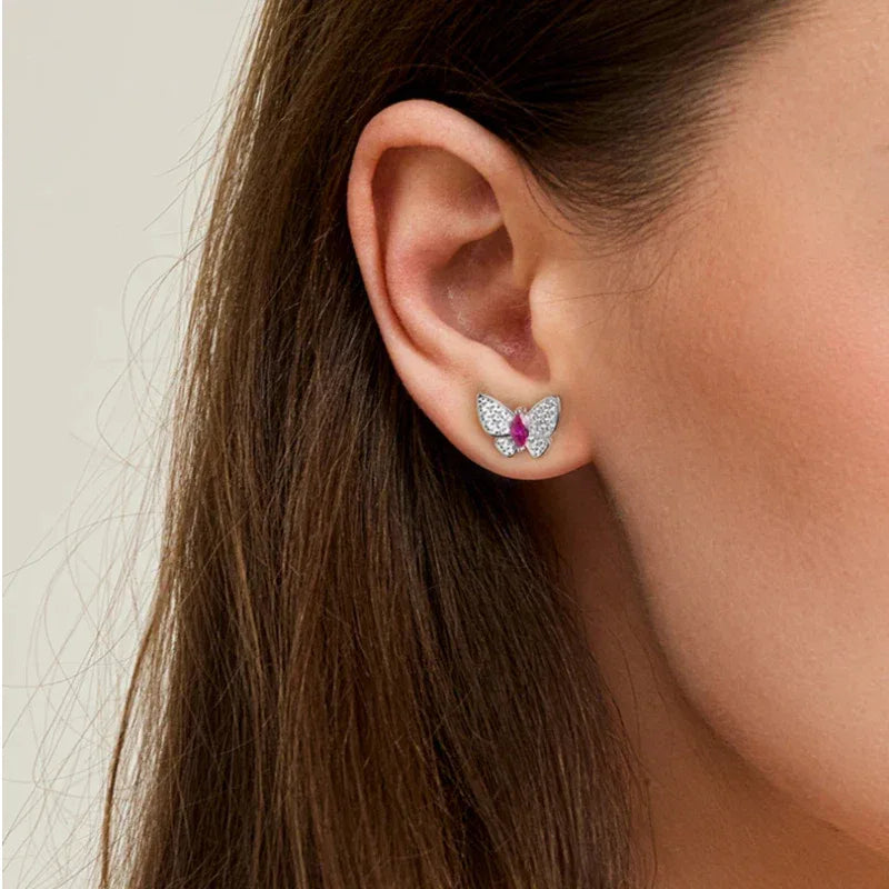 Butterfly Dream Series Ruby Flexible Butterfly Earrings — paired earrings view