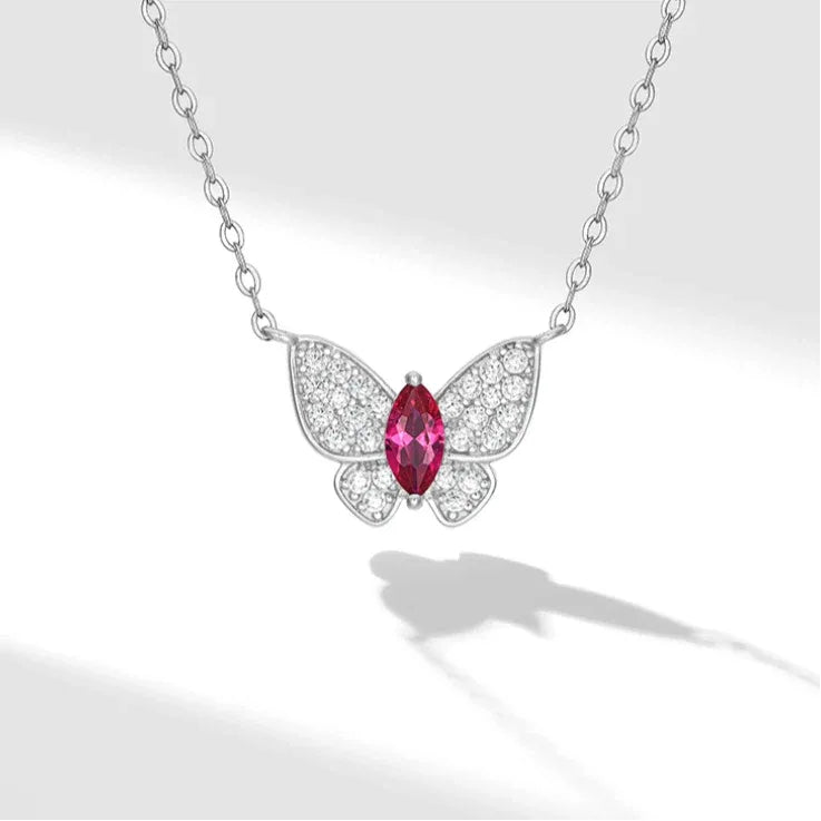 Butterfly Ruby Necklace S925 Silver — clasp and chain detail