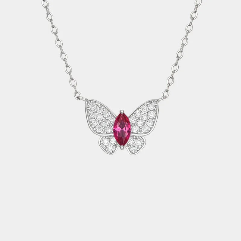 Butterfly Ruby Necklace S925 Silver — main necklace product view