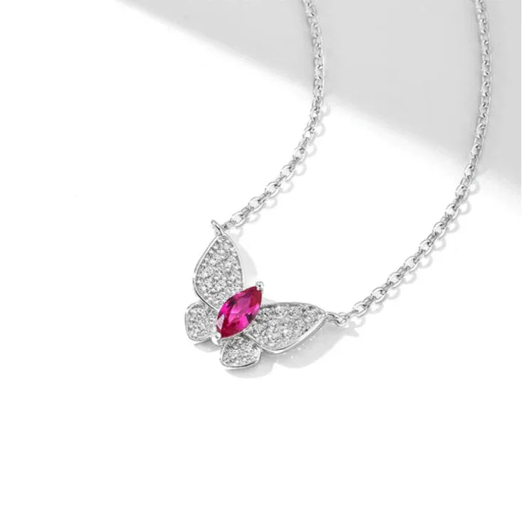 Butterfly Ruby Necklace S925 Silver — main necklace product view 7