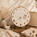 Celestial Hidden Date Embroidery Clock, size and feature guide