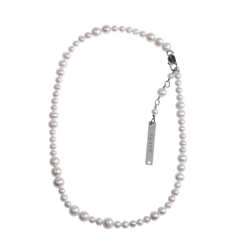 Adjustable Graduated Pearl Strand Necklace — alternate isolated full necklace view