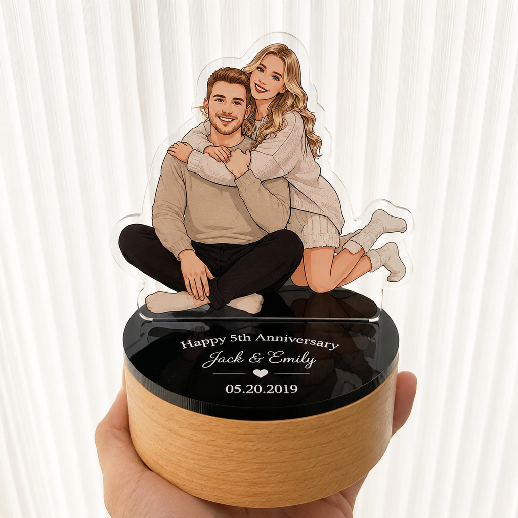 Custom Couple Portrait Music Box from Photo, available color or style options