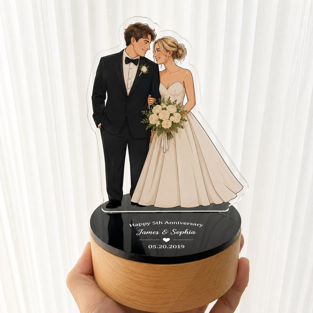 Custom Couple Portrait Music Box from Photo, available color or style options