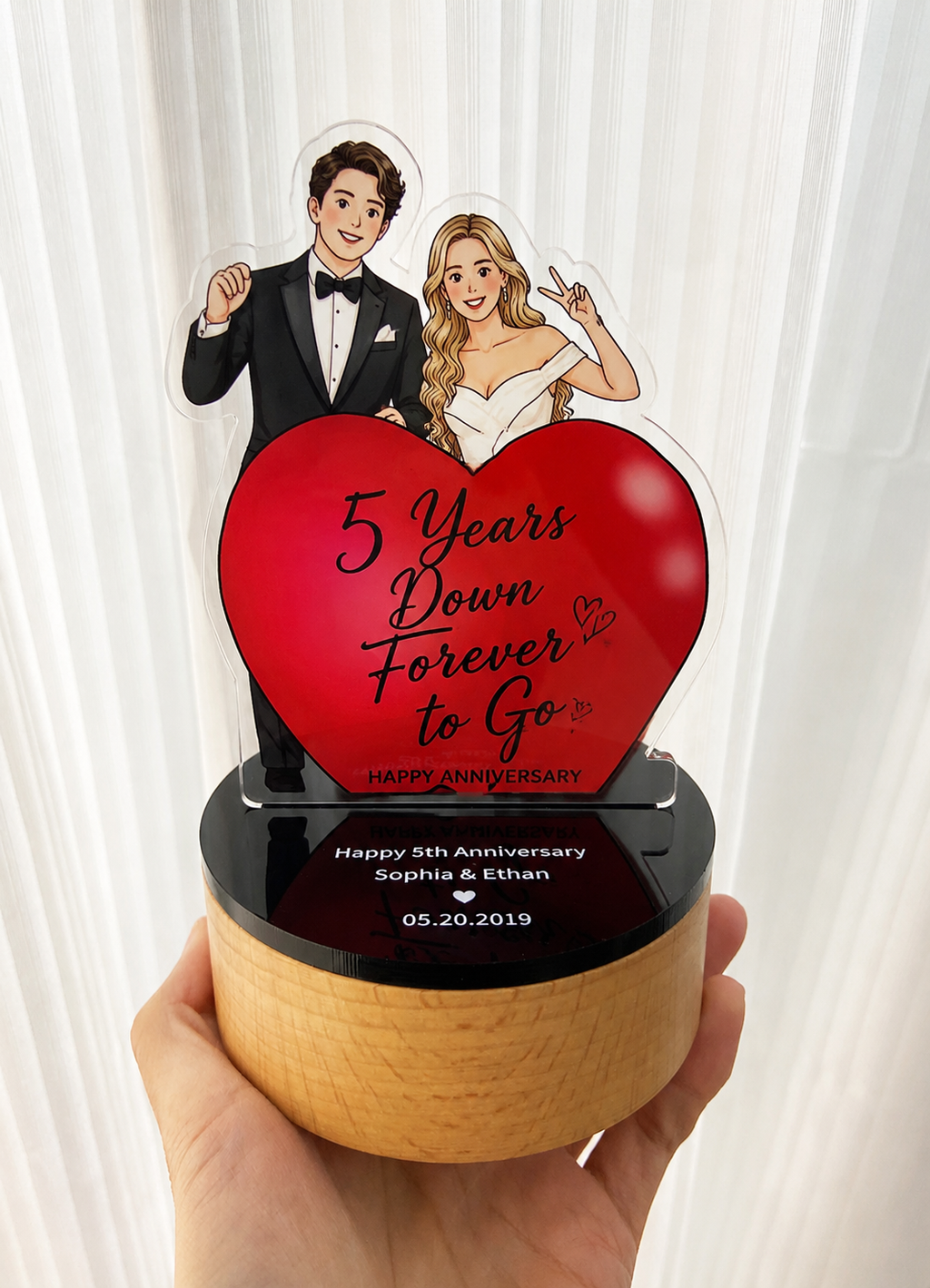 Custom Couple Portrait Music Box from Photo, available color or style options