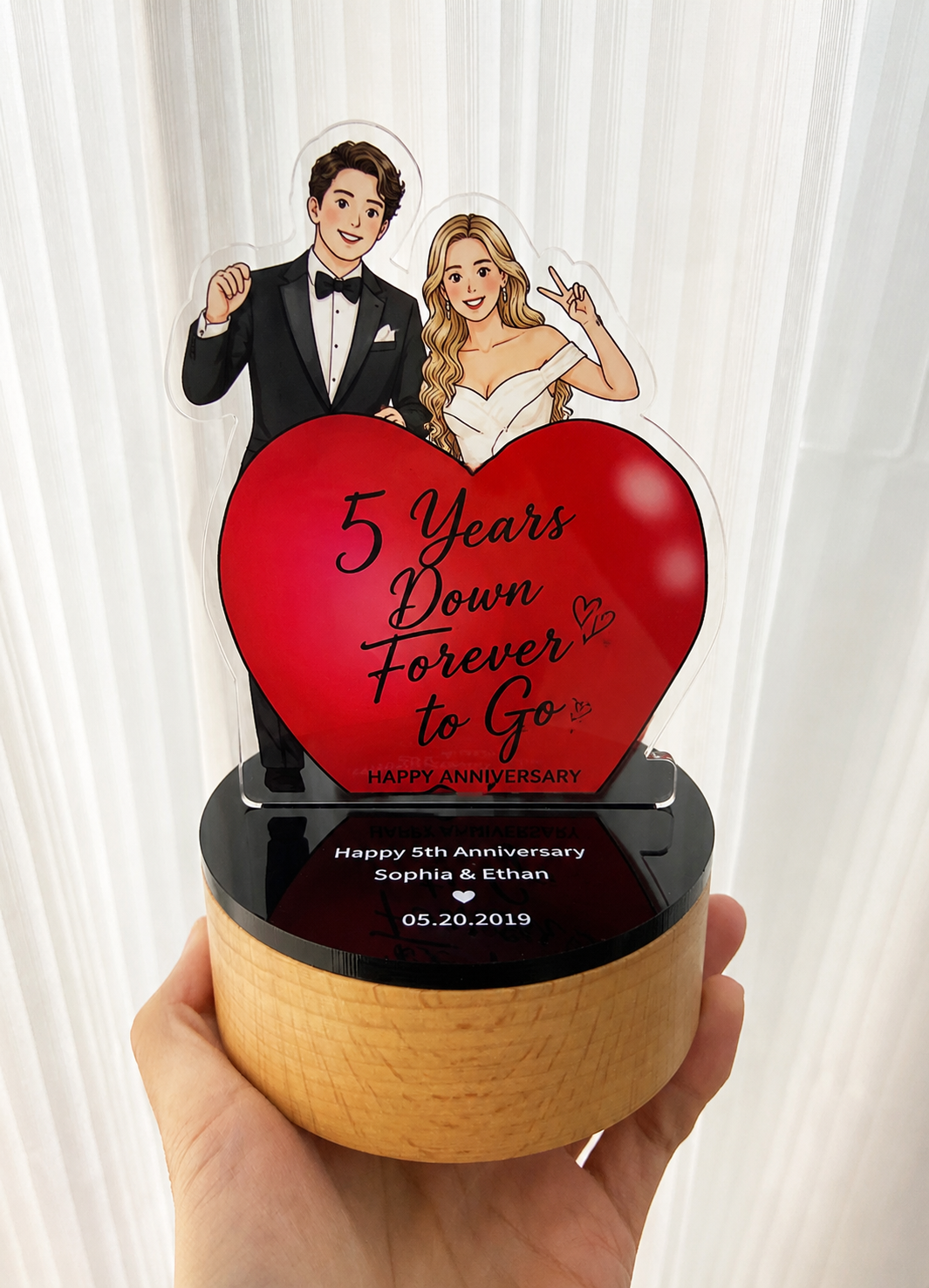 Custom Couple Portrait Music Box from Photo, available color or style options