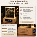 Custom Crystal Clock Night Light – Personalized Photo & Text Wood Anniversary Gift, customization or crafting process...