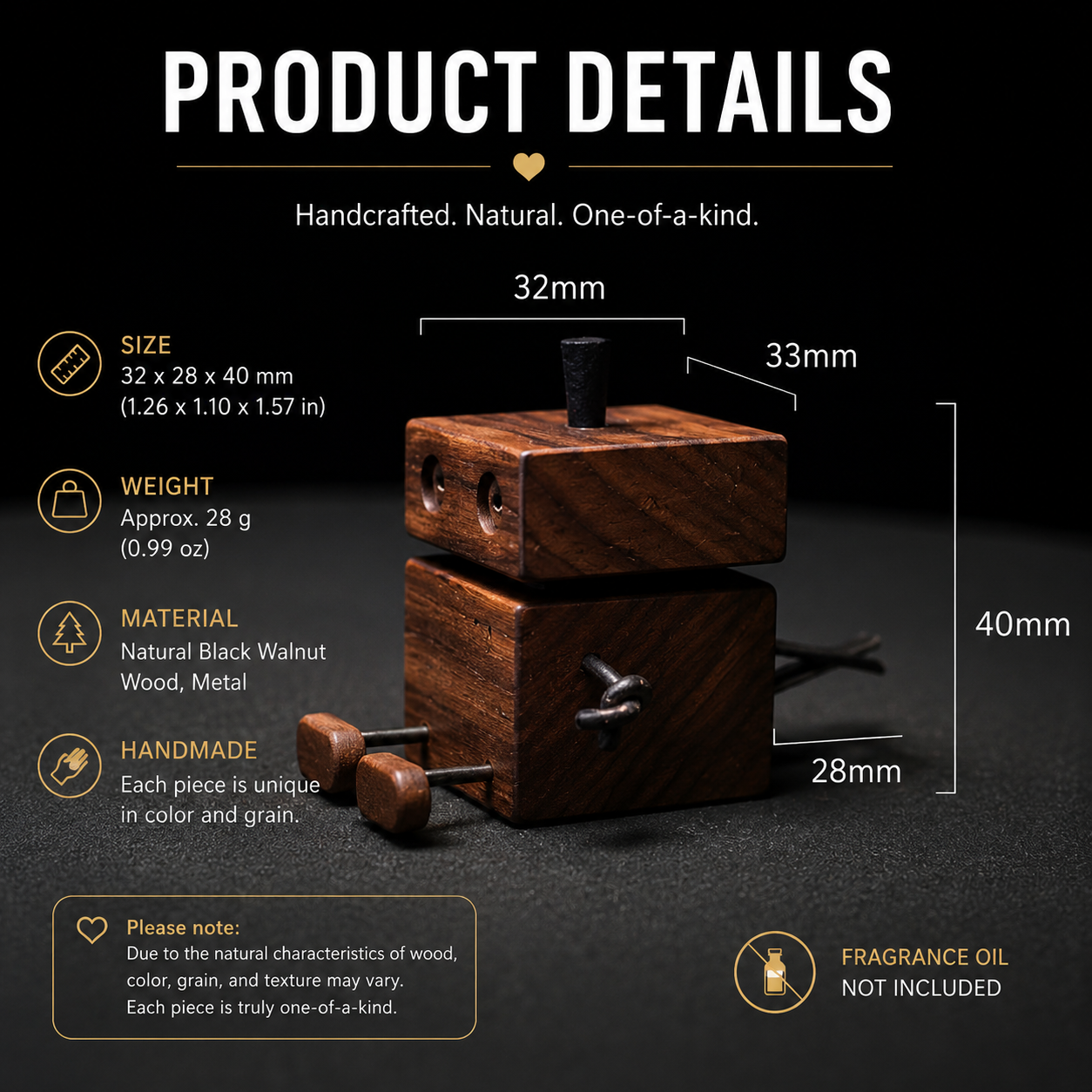 Custom Number Walnut Wood Robot Car Diffuser – Personalized Lucky Number Dashboard Ornament, alternate angled product view