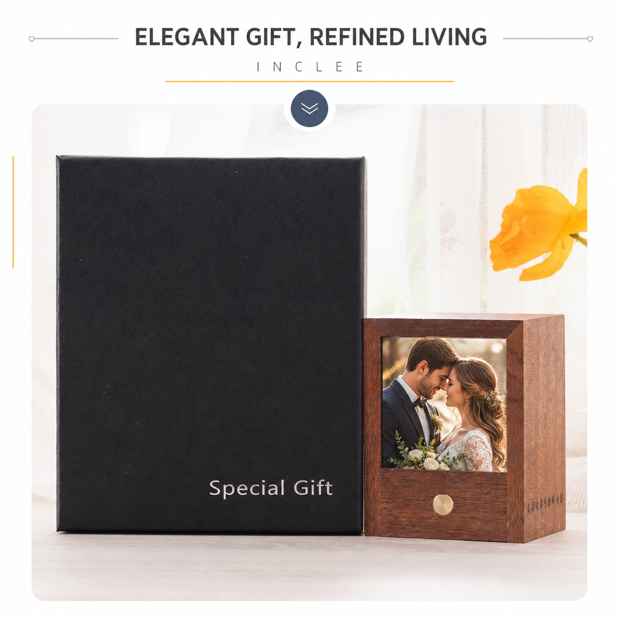 Custom Photo Crystal Night Light – Personalized Wood Anniversary Gift with Photo & Text, size or variant comparison...