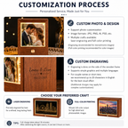 Custom Photo Crystal Night Light – Personalized Wood Anniversary Gift with Photo & Text, presented with its gift box and...
