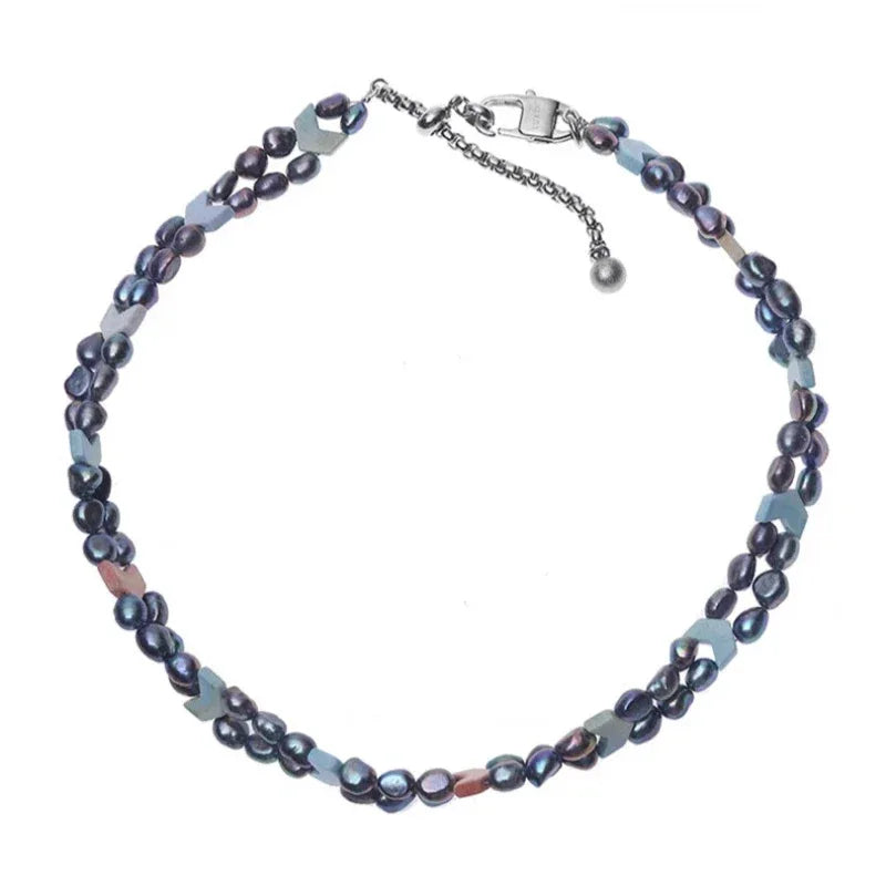 Dark Baroque Pearl Double-Strand Necklace — alternate isolated full necklace view