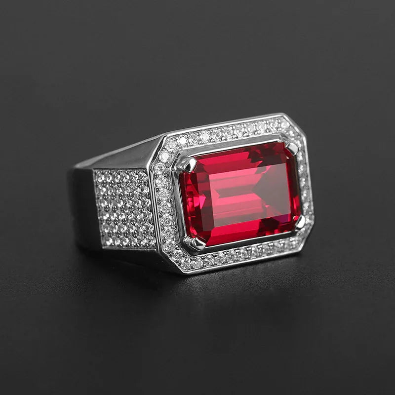 Emerald-Cut Ruby Wide-Band Men's Ring — main ring product view 6