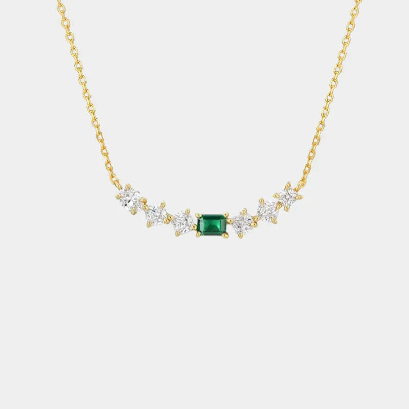 Emerald Leaf Accent Necklace full necklace view on a white background