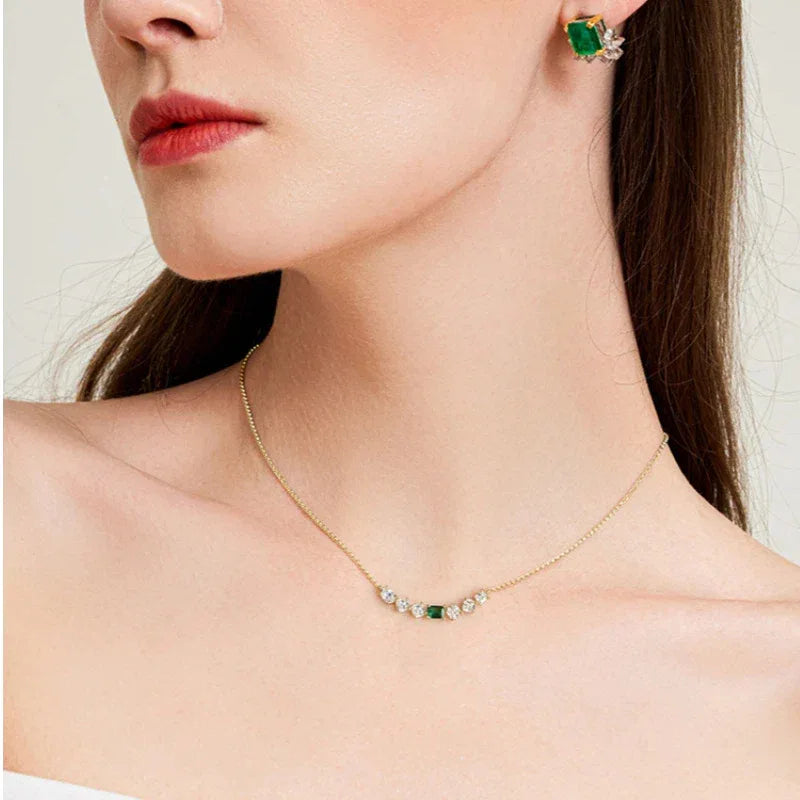 Emerald Leaf Accent Necklace presentation box product view