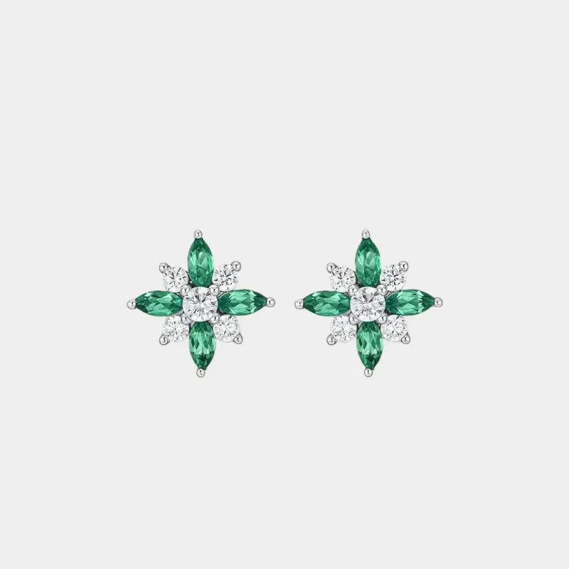 Emerald North Star Stud Earrings paired product view on a white background