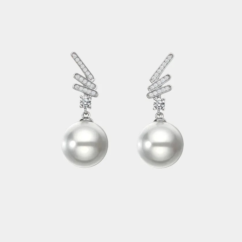 Pearl Wing Drop Earrings — front view of pearl wing earrings