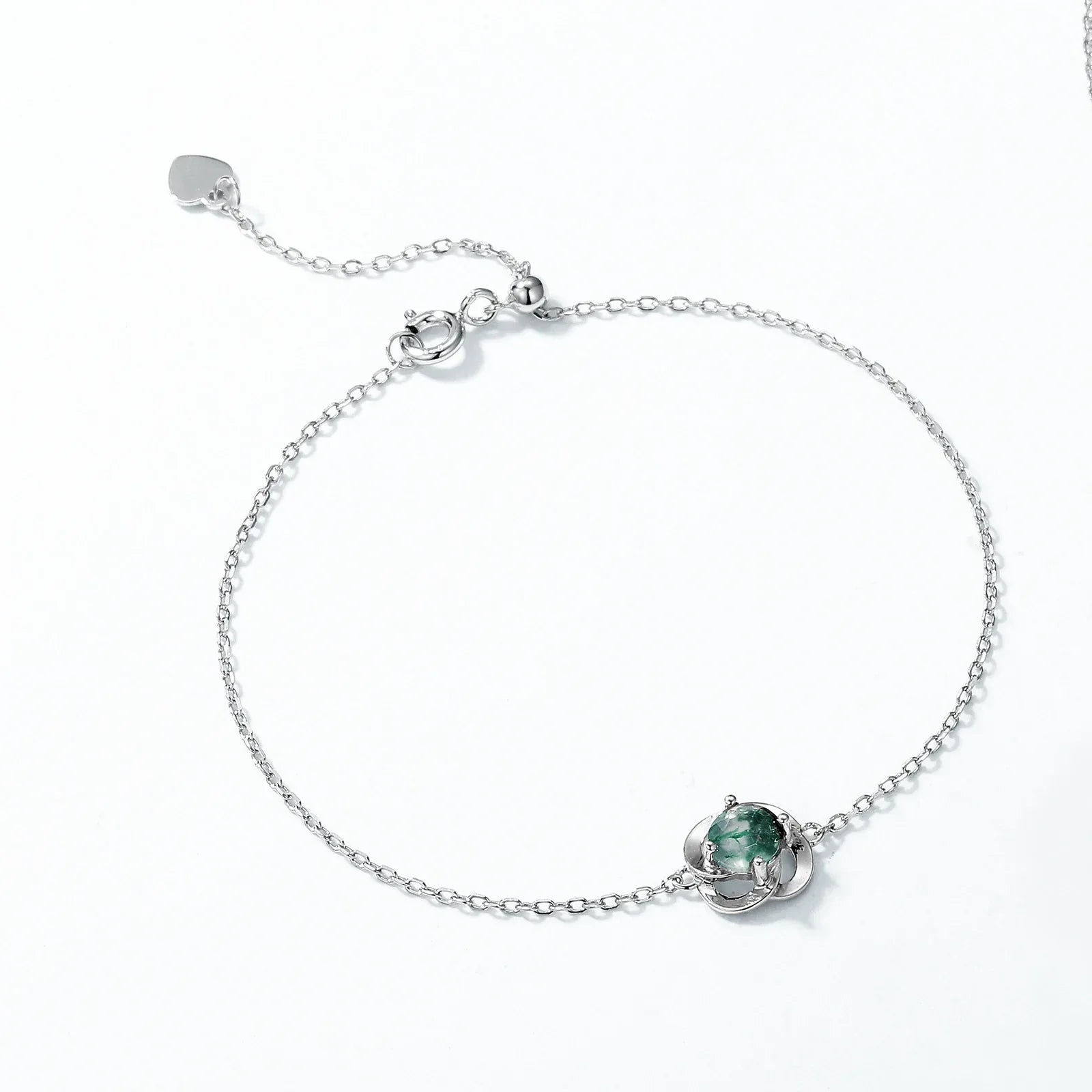 Flower Moss Agate Bracelet Women's Style — center stone detail 4